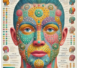 FACE REFLEXOLOGY CHART for massages and acupuncture