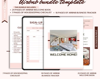 Airbnb Host BUNDLE! Editable Airbnb Signs, Welcome Book Template, Cleaning checklist, Business Tracker Spreadsheet, Air bnb Pintables, VRBO