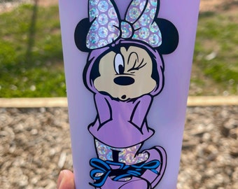 Vaso de Minnie Mouse de 24 oz que cambia de color, Disney, diseño personalizado de Minnie, tazas personalizadas, vaso de vidrio de Mickey Mouse, regalos de Mickey Mouse, niños
