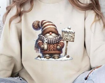 Hot Chocolate Gnome Whimsical Shirt, Graphic Tee and Sweatshirts, Perfect Gift for Cocoa  Lovers, Funny and Sarcastic Shirt, Barista Present