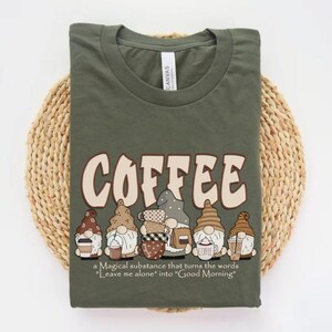Gnome Coffee Lover Military Green T-Shirt