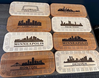 Cribbage Board - Stadtbild - mit Zapfenlagerung