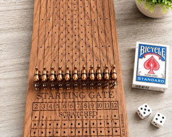 Horse Racing Game | Handmade Wooden Derby Board Game | Kentucky Derby Party Game | Walnut Maple Oak Cherry | Family Game Night Gift