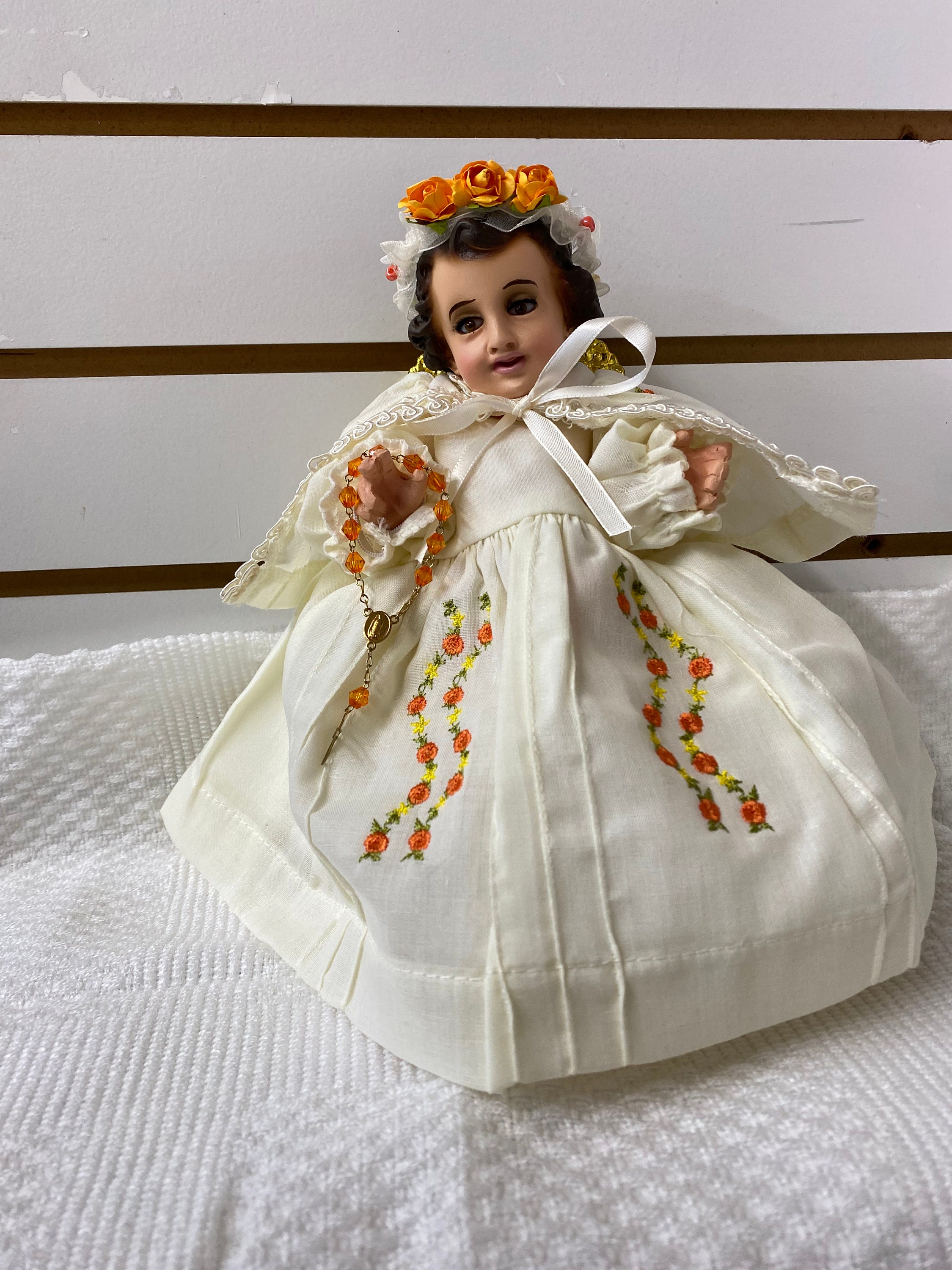 Ropon vestido nino dios de la coronacion vestido bordado flores nino jesus baby jesus ropa traje de nino dios Etsy Mexico