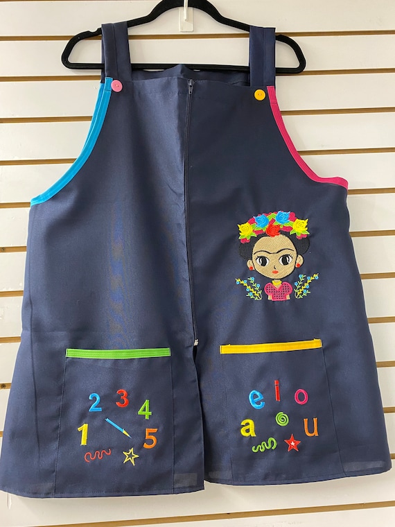 Size Large Grande Aprons for Teachers Mandil Bordado Escolar