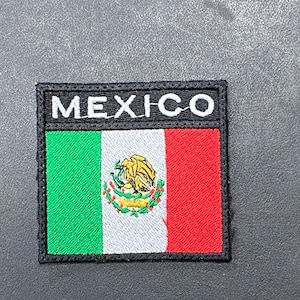 7x7 cm parche bandera mexicana bordado plegable con calor- Mexican flag embroidered iron on patch