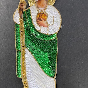 12''/30 cm San Judas lentejuela ,aplicacion de lentejuela, sequin patches, sequin San Judas, San Judas sequin patch  St. Jude,