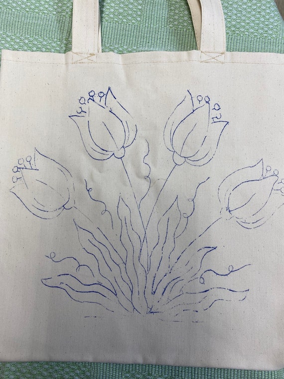 16 in canvas bag cotton canvas bag for embroidery or painting- hand drawn- bolsa de manta-algodon- bordar o pintar- bolsa para bordar-mexico