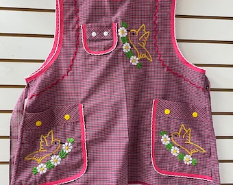 Mandil mexicano bordado, Mexican embroidered apron, floral embroidered kitchen apron, mandil con  flores , mandil de cocina pinafore apron