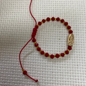 Pulsera roja contra mal de ojo infante-ninos- red adjustable beaded eye for protection for toddler infant- virgen de guadalupe charm- mary