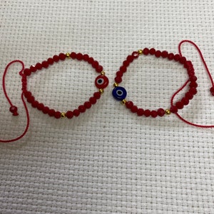 Pulsera rojo contra mal de ojo para bebe y ninos- red adjustable beaded nazar eye for protection for toddler infant- pulsera rojo