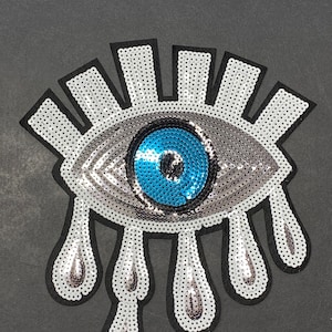 9&quot; ojo grande parche de lentejuela pegable con calor- iron on sequin patch- eye sequin patch