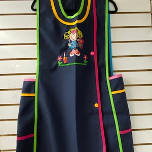 size S,M,L,XL -mandil mexicano, mandil bordado escolar, mandil maestras jardineras, preschool teacher apron, aprons for teachers