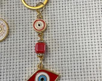 Evil eye protection-turkish evil eye keychain- handmade- charm keychain-gift-