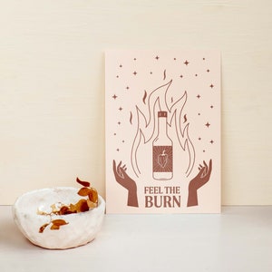 Mystical Poster, Magic Hands, Fire Sauce, Hot Sauce Lover, Boho Decor, Minimal Wall Hanging, Foodie Gift, Sauce Connoisseur, Light Colors
