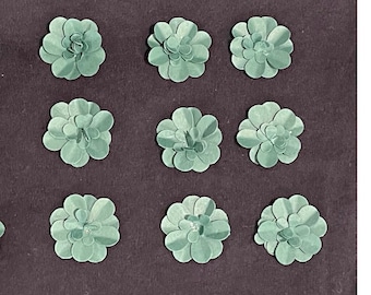 SET of 12 GREEN FLOWERS. Paper Pieced Flowers, Layered Flowers, Flower Punches, Flower Die Cuts, Decor, Scrapbooking, Card Making, Crafts