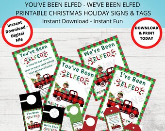 Printable HOLIDAY You&#39;ve Been ELFED Game. Instant Download. Party Favors. Christmas Party Games. We&#39;ve Been ELFED. Elf Tags. Elf Treats.