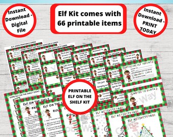Printable ELF SURVIVAL KIT, Instant Download, Elf Note Cards, Elf Ideas, Elf Activities, Christmas Elf Kit, Elf Signs, Elf Prop Ideas, Jokes