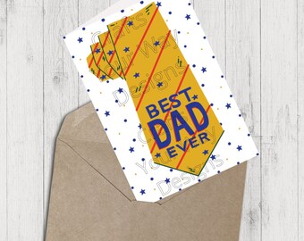 Printable Digital Instant Download CARD. Best Dad Ever Greeting Card. Downloadable Card. Father's Day. Gift Ideas.