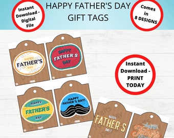 Printable FATHER'S DAY GIFT Tags - 8 Different Designs, Wine Tags, Gift Tags, Bag Tags - Instant Download, Party Decor, Party Favors, Labels