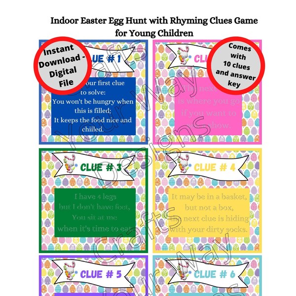 Easter Egg Clues Riddles Scavenger Hunt for Young Children Etsy Australia