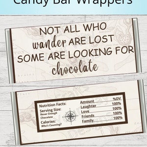 PRINTABLE CHOCOLATE LOVERS Candy Bar Wrappers-Gift Ideas-Party Favors-Treats-Chocolate Bar Wrapper-gift basket-Instant Digital Download