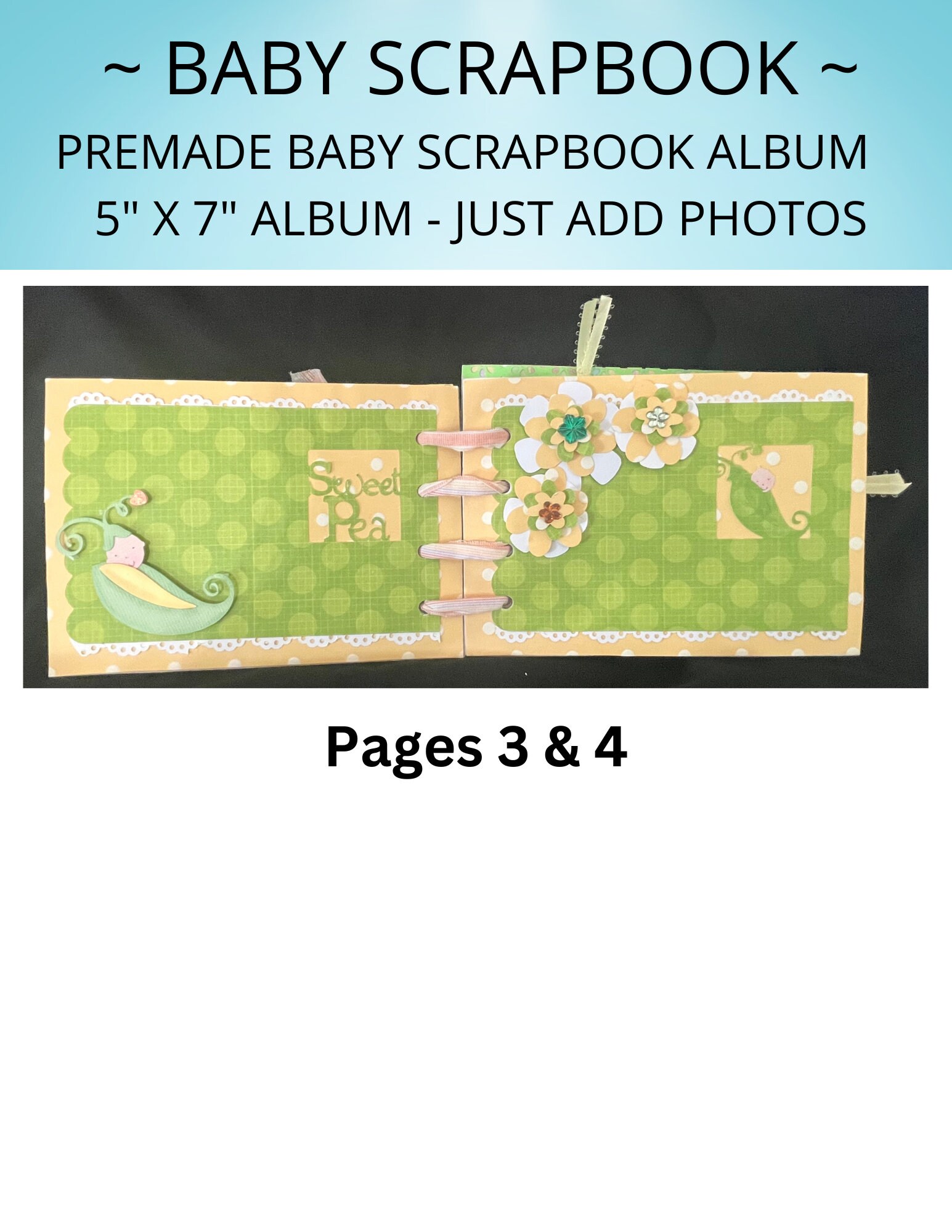 Handmade Premade BABY BOY Scrapbook Photo Album 5.5 X 7