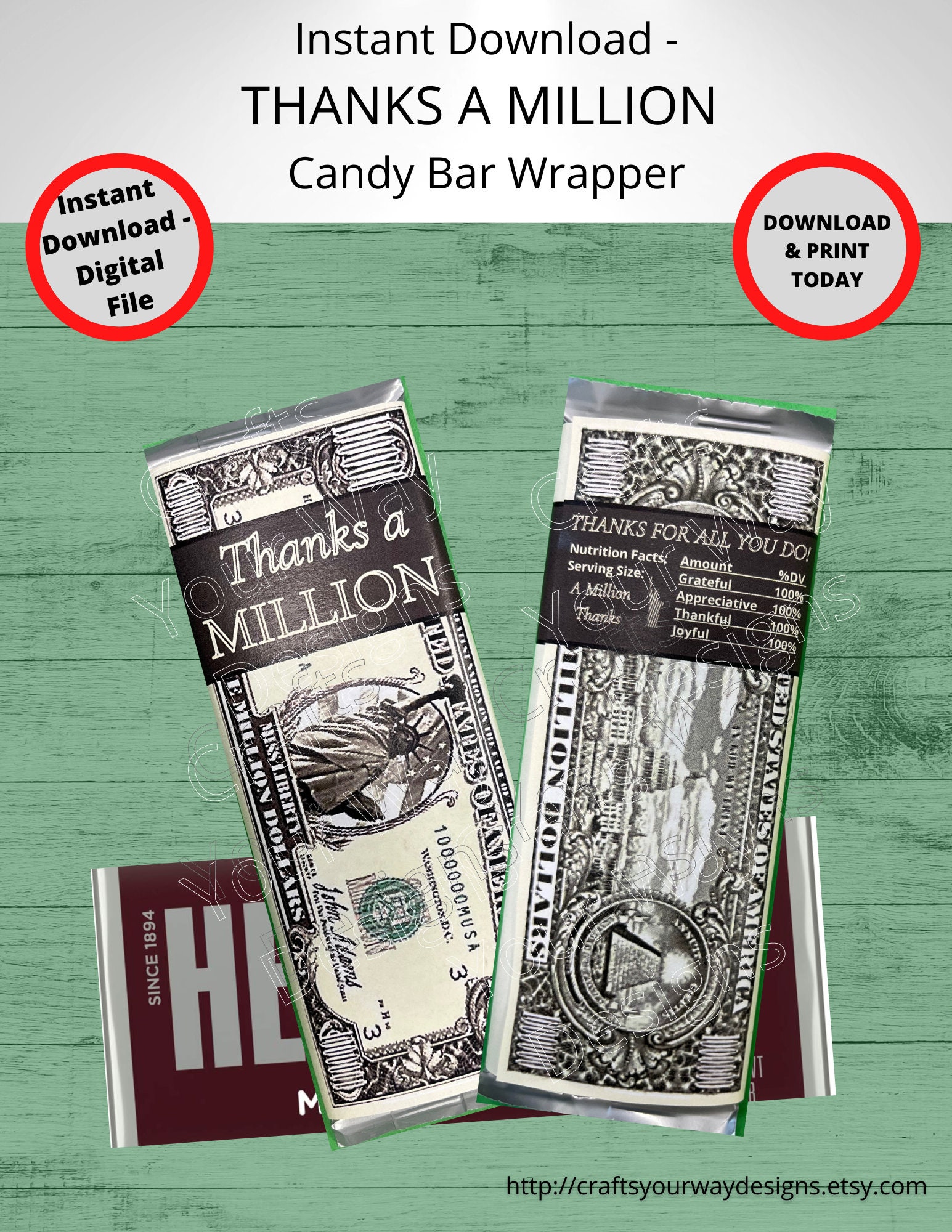 Printable THANKS A MILLION Candy Bar Wrappersgift Ideasparty Favors