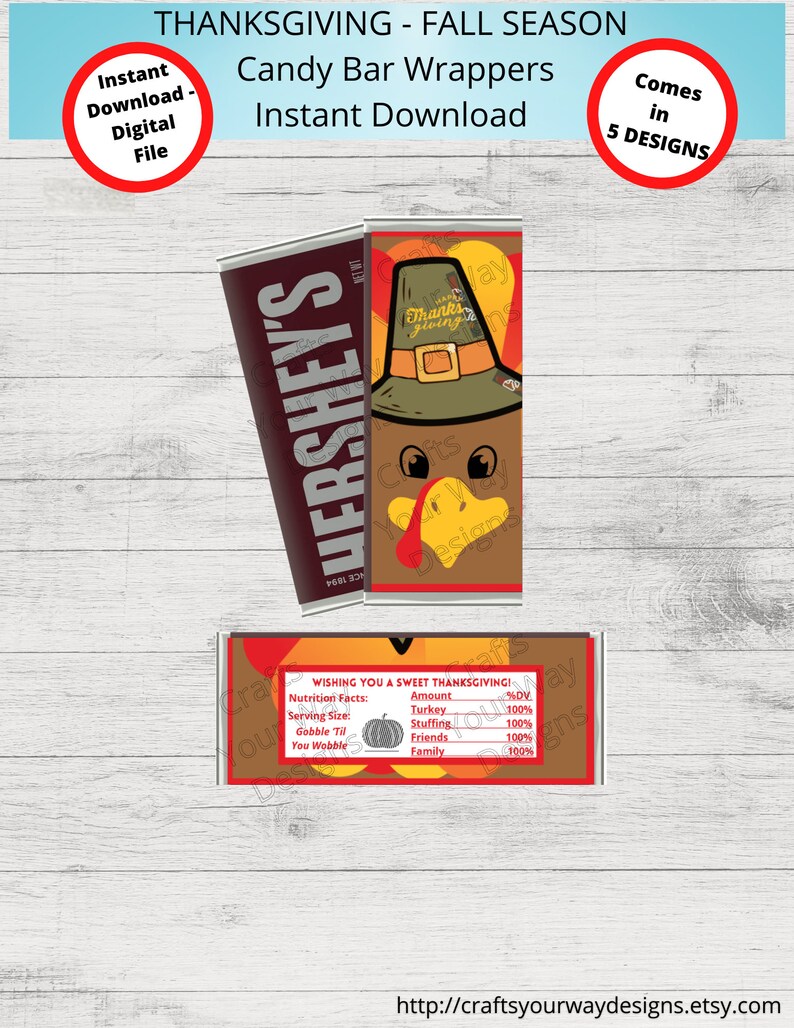 PRINTABLE THANKSGIVING Candy Bar (Instant Download) - Etsy
