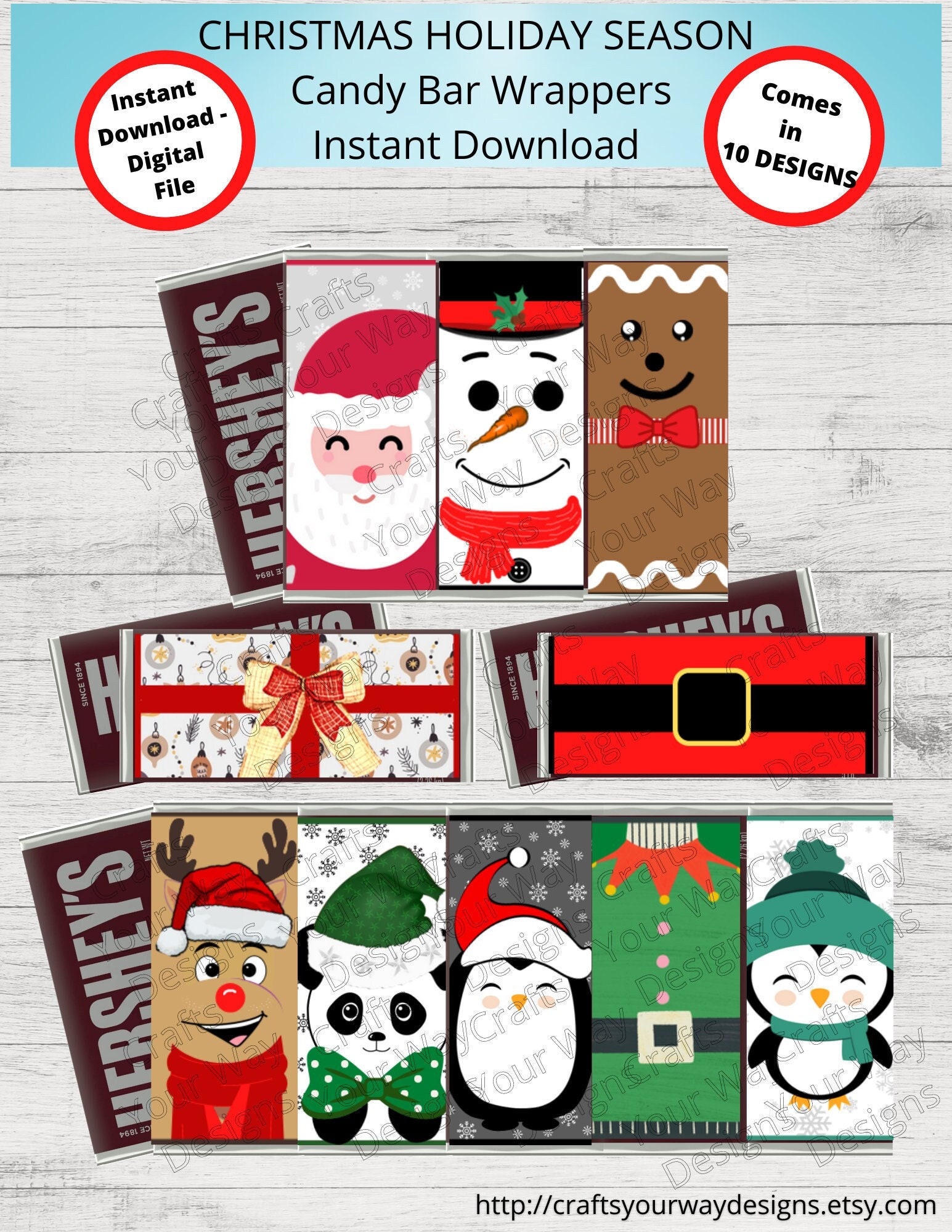 PRINTABLE CHRISTMAS Candy Bar Wrappers-christmas Gift Ideas-party ...