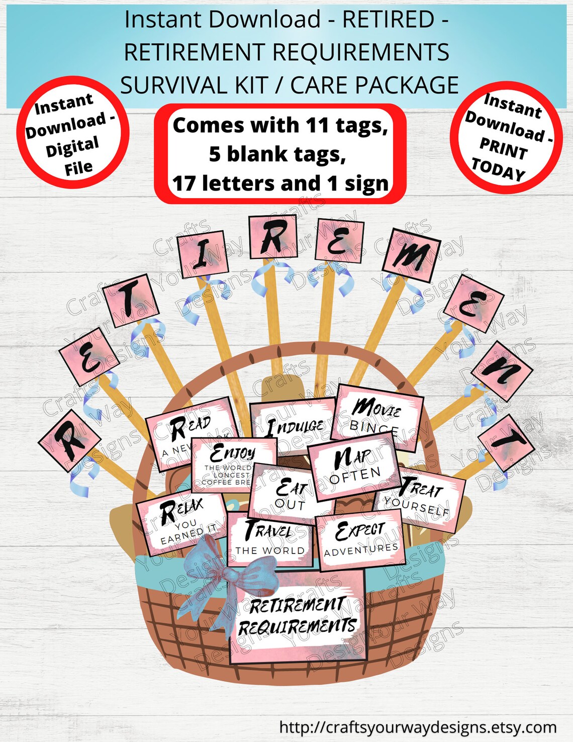 RETIREMENT Survival Kit RETIREMENT Care Package Gift Tags Etsy