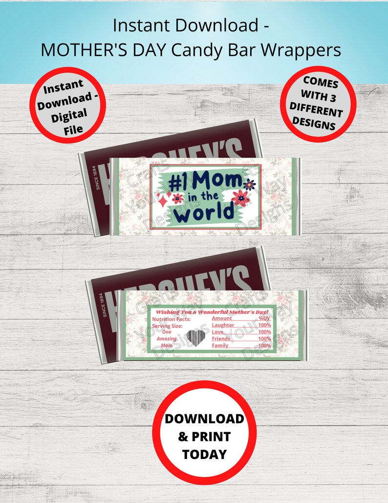 Printable MOTHER'S DAY Candy Bar Wrappers-gift Ideas-party - Etsy