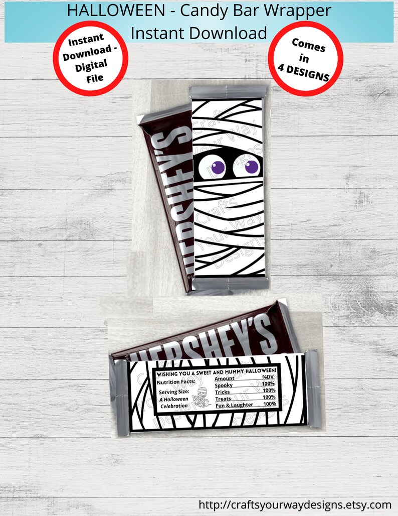 PRINTABLE HALLOWEEN Candy Bar Wrappers-halloween Gift Ideas-party ...