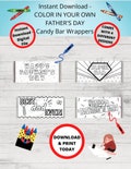 Printable COLORING FATHER'S DAY Candy Bar Wrappers-Gift Ideas-Party Favors-Chocolate Bar Wrapper-4 Designs-Happy Father's Day, Dad Gifts
