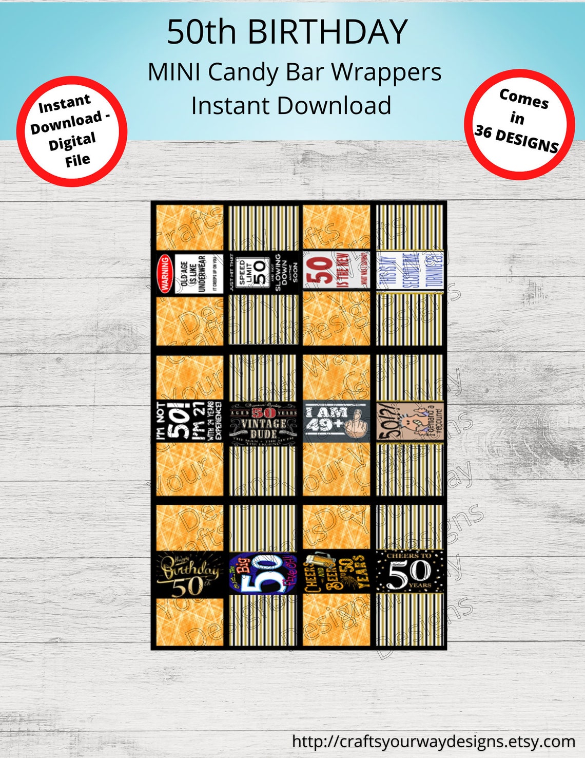 PRINTABLE 50th BIRTHDAY MINI Candy Bar Wrappers-36 Designs-birthday ...