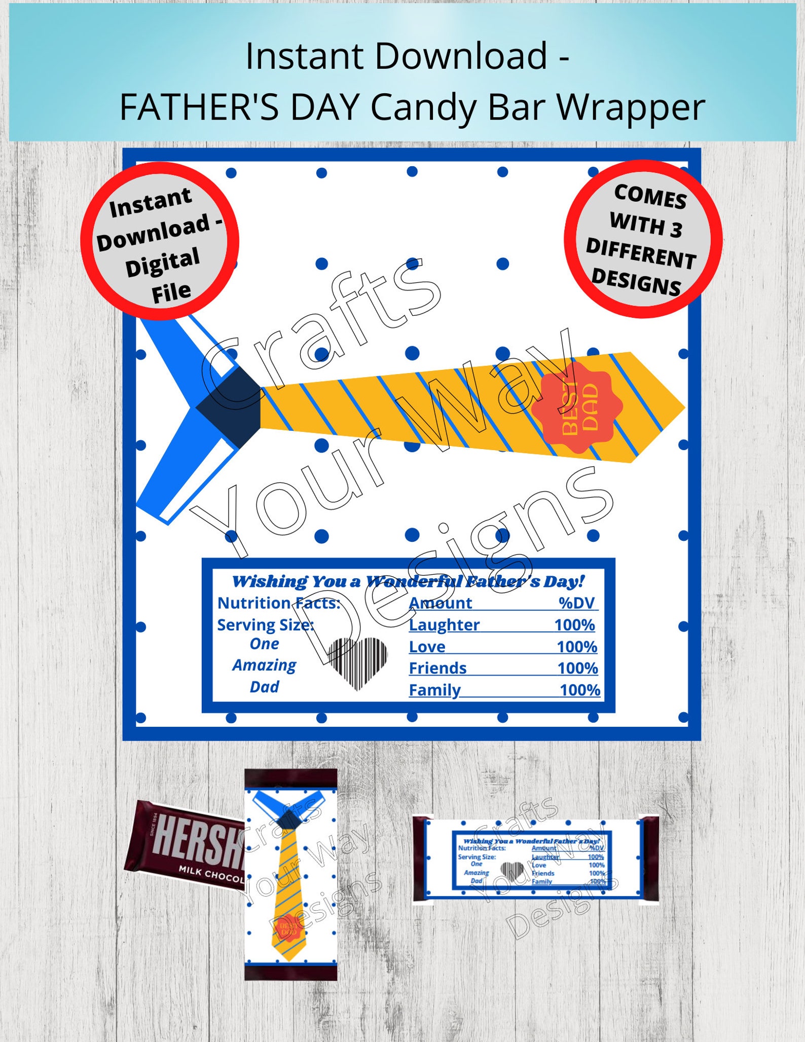 PRINTABLE FATHER'S DAY Candy Bar Wrappers-wish Those Dads a Happy ...