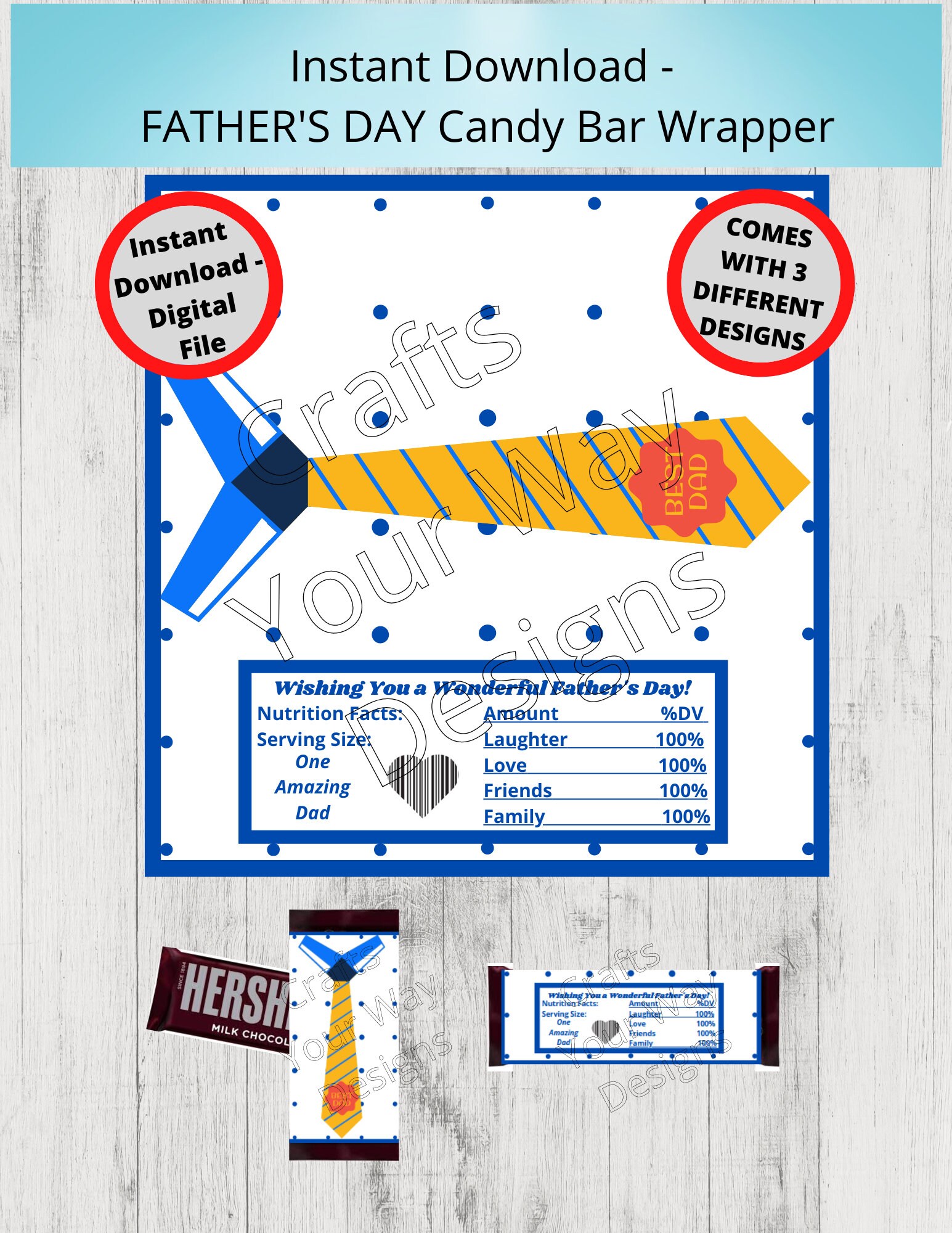 PRINTABLE FATHER'S DAY Candy Bar Wrappers-wish Those Dads a Happy ...