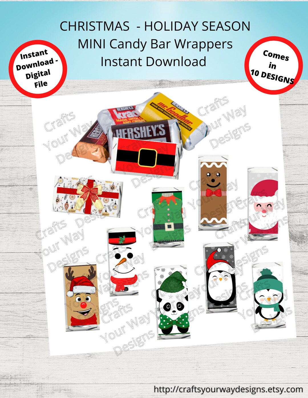 Printable CHRISTMAS HOLIDAY MINI Candy Bar Wrappers-christmas - Etsy