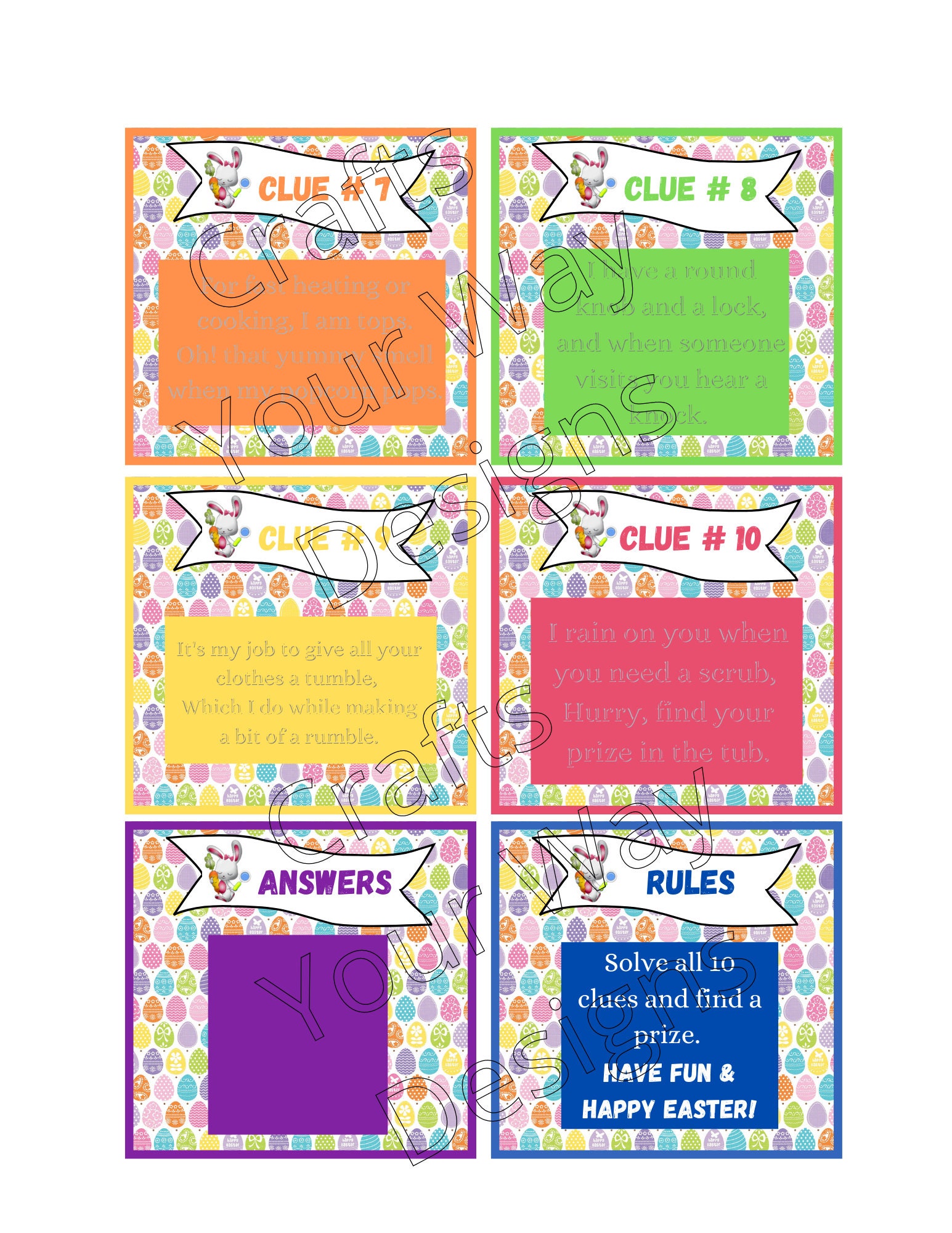 Easter Egg Clues Riddles Scavenger Hunt for Young Children Fun Way to