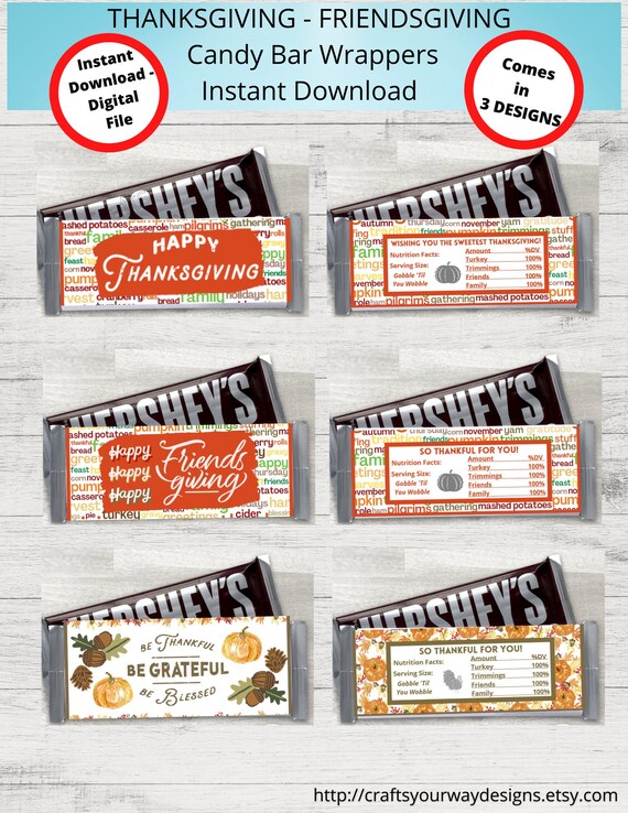 PRINTABLE THANKSGIVING &amp; FRIENDSGIVING Candy Bar - Etsy