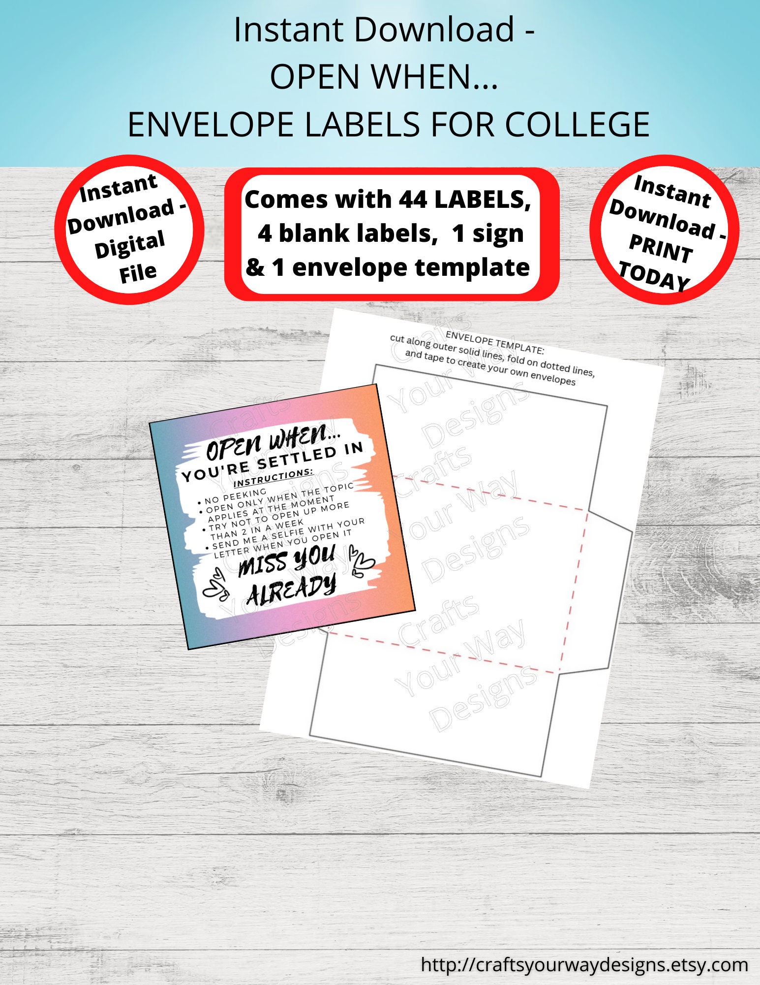 Student Envelopes OPEN WHEN LABELS for College Students. Open When Envelopes. Open When ...