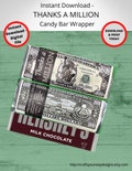 Printable THANKS A MILLION Candy Bar Wrappers-Gift Ideas-Party Favors-Chocolate Bar Wrapper-Thank you gifts, party, Thanks, Appreciation