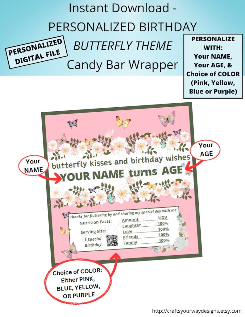 PERSONALIZED BIRTHDAY Candy Bar Wrapper-printable Personalized File ...