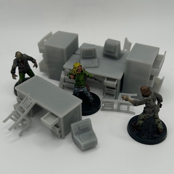 28mm Abandoned Office Set / tabletop terrain miniatures for DnD Pathfinder Frostgrave Warhammer 40K AOS