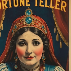 Póster de circo de adivino, arte de pared metafísico de inspiración vintage