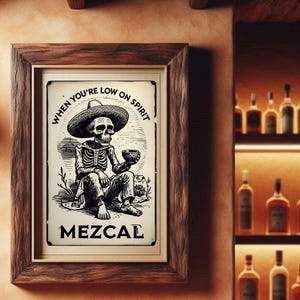 Mezcal Poster Vintage Inspired Traditional Day of the Dead Oaxacan Home Decor