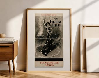 Fortune Teller Art, Match Cover Print, Art Deco Tarot Wall Art, Playing Card Decor, Occult Gallery Wall, Dark Academia Poster, l Download