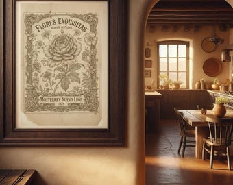 Monterrey Druck Mexikanischen Blumenmarkt Vintage Inspiriert Nuevo Leon Botanische Dekoration Download