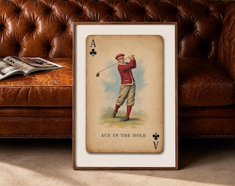 Vintage Golf Art Print- Retro Golfer Wall Art- Antique Golf Decor for Man Cave-  Digital Download