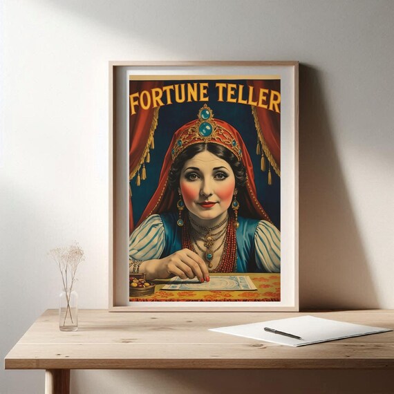 Vintage Fortune Teller Circus Art Print Metaphysical Wall Decor